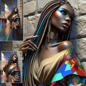 3-D image of an abstract painting which features a beautiful Afr...