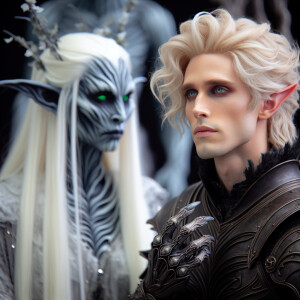 Caranthir-Ar-Fieniel from the Witcher kneels down before Queen T...