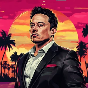 Elon Musk in GTA art style, , in the style of a Grand Theft Aut...
