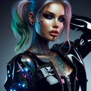 Petite but fierce cyberpunk woman