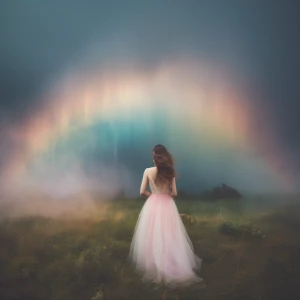 Double exposure horror thunderstorm rainbow entity
