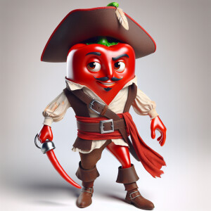 3d animated chili pepper dressed as a pirate