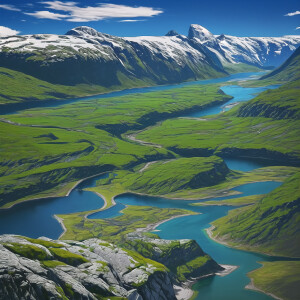 Fjord in Norway. River in mountains. High quality.
