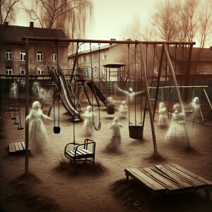 "a playground that seems deserted and abandoned at first glance,...