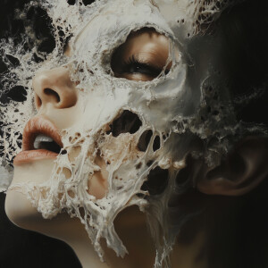 A stunning lady, embodying life and death, transitions seamlessl...