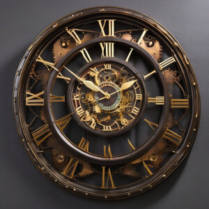 Clock of wall with light behind with industrial metal finish