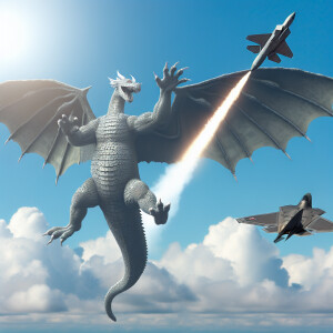 Winged Dragon hit by a missile fired from a f22 fighter jet. The...