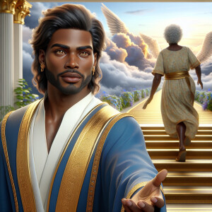 Create a 3-D Realistic image of a handsome African-American Jesu...