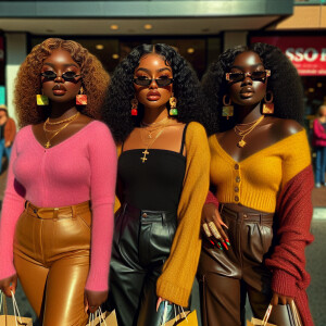 Mel rose Ave: ink wash Standing in front of a store front shoppi...