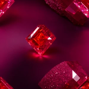 A ruby, as in the rare gemstone. It has a brilliant cut and it’s...