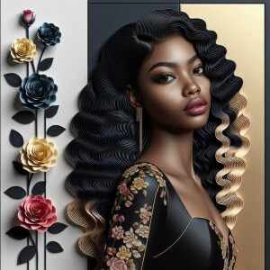 Create a vertical 3-D portrait of a light-skinned African-Americ...