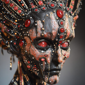 A haunting portrayal of an extraterrestrial specter with a mutil...