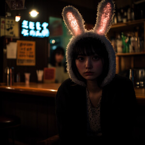In the dark corner of the bar, a female student at the Universit...