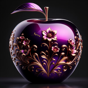 Envision a lustrous, oversized apple with a surface that gleams...