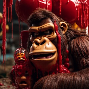 Donkey Kong holding Mario's head(from donkey Kong video games) b...