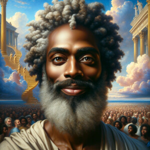 A cinematic oil painting portrait of a god-like figure resemblin...