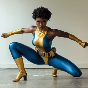 In this captivating series of dynamic poses, the superheroine co...