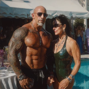 Hyperrealism,sharp painting ,a muscular beefy tattoed indian swe...