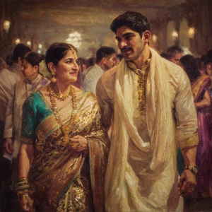 Hyperrealism,painting .a  attractive gujarati mother in law in h...