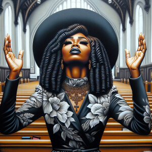 Render an airbrush oil painting of an African American woman wit...