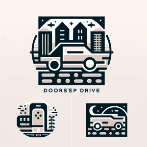 Create a minimalist, elegant logo for "Doorstep Drive" that comb...