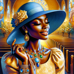 A spiritually enriching illustration portrays an African America...