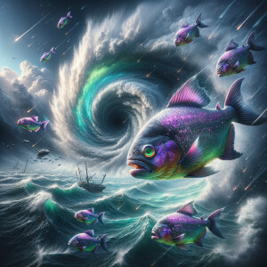 Realistic
Ocean
Purple neon green piranha
Sad eye of the hurric...