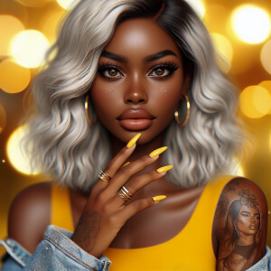 Create a beautiful African American woman with mahogany skin ton...