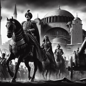 Make an ottoman sultan on his black horse with all his janissari...