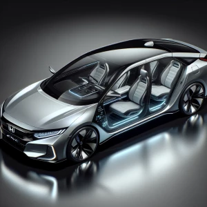 Create an image of a 2025 silver Honda Civic Sport Touring Hybri...