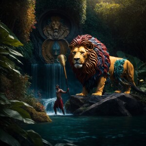 "A detailed 3D scene featuring a powerful figure named 'Venom' c...