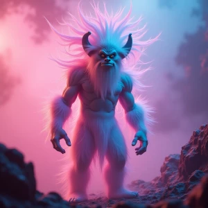 In the hazy glow of neon pastels, a divine vaporwave-inspired tr...
