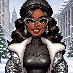 Design an image of a Betty Boop, with hazelnut brown skin featur...