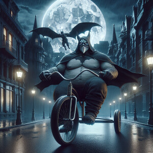 Batman 500 lbs obese, and it's riding a tricycle on Gotham at ni...