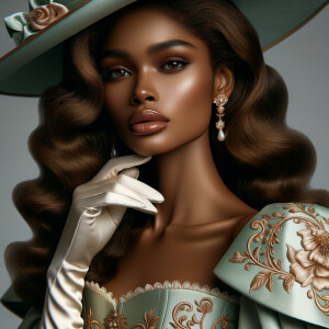 Imagine a portrait of a light-skinned African-American woman wit...