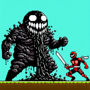 Venom fighting deadpool.