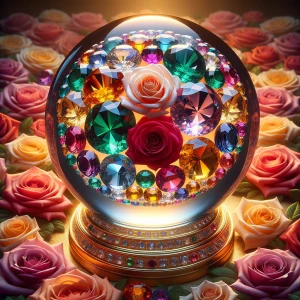 A Beautiful Chrystal Ball Filled with differently colored jewel'...