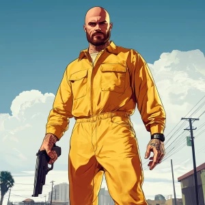 White muscular thin man with beard, big chin, smile and cheekbon...