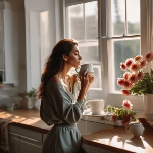 soft, morning-themed photo of a beautiful supple tall fit Italia...