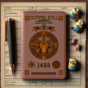 passport of Copper bull and minions kingdom with text CBO PASHAL...