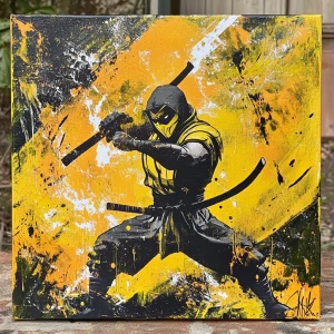 Design an original fan art depiction of the character Scorpion f...