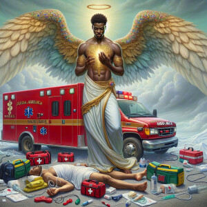 Create a realistic 3D oil painting depicting a scene of emergenc...