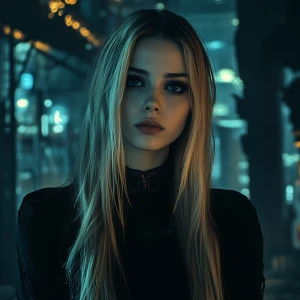 Cherry, beautiful slender young woman with long lightblonde Hair...