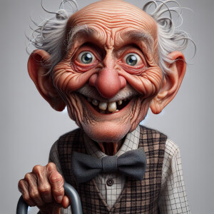 caricature of a 95 year old mad American grandpa posing for the...
