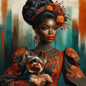 A highly stylized and elegant digital portrait of a beautiful Af...