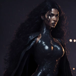 “A striking and dynamic image of Roopa as a sleek, enigmatic vix...