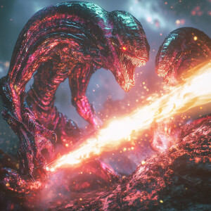 A repulsive alien queen with slimy, tentacle-like appendages, co...