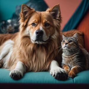 A dog and a cat