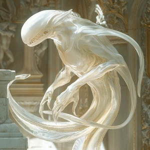 An alien hybrid depicted in the refined and highly detailed styl...