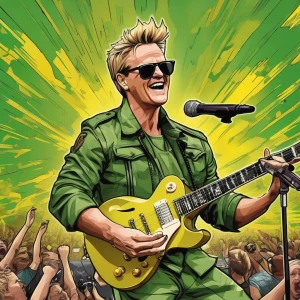 Gordon Ramsey wearing a green military jacket and playing a Yell...